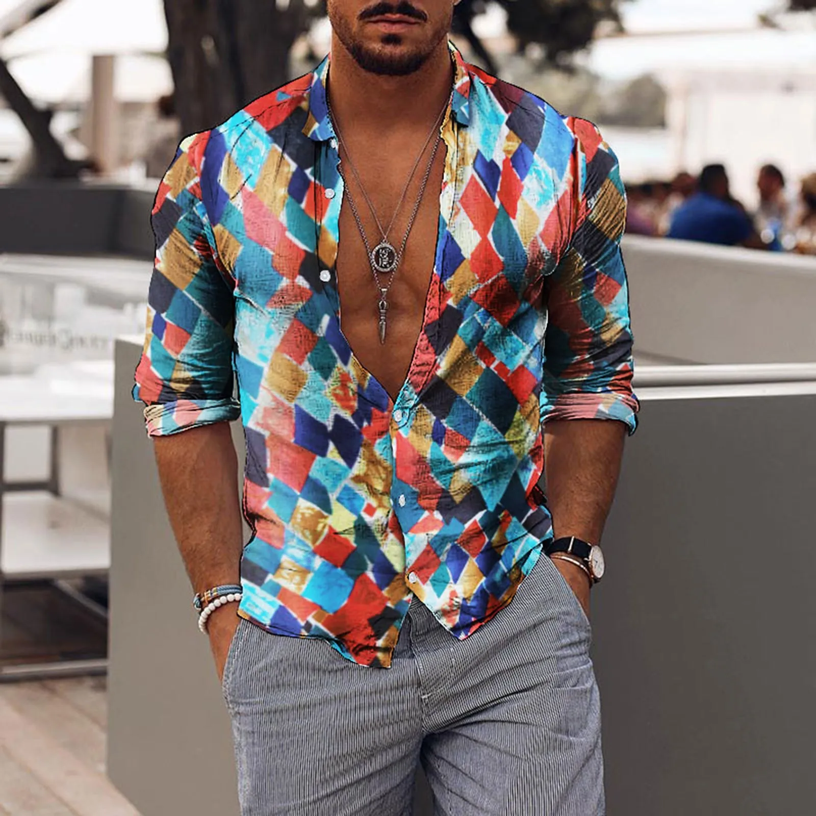Long Sleeve Casual Printed Autumn Top Shirts Fashion Men's Blouse Men Shirts Mens Big Tall
Long Sleeve Casual Printed Autumn Top Shirts Fashion Men's Blouse Men Shirts Mens Big Tall