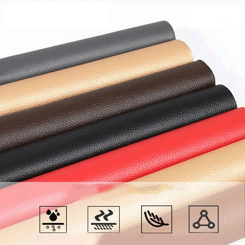 

1pc Self Adhesion Litchi Faux Synthetic Leather Patch Big Size Multicolor PU Sofa Hole Repair Car Sticker Tables Bed Decoration