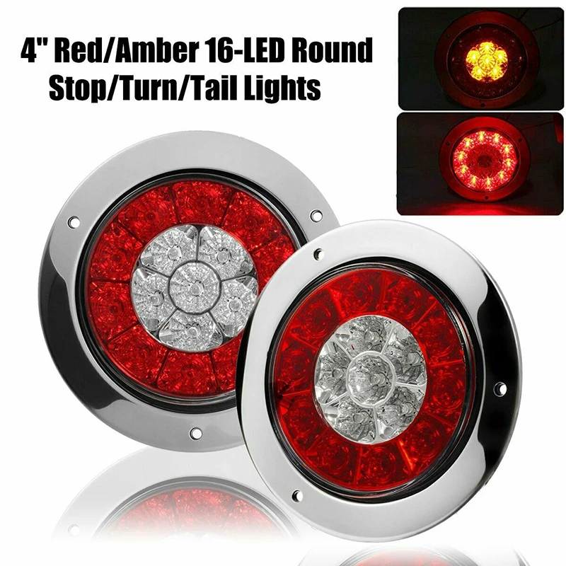 1PC 4"Round Red/Amber 16-LED Truck Trailer Brake Stop Turn Signal Tail Lights 4 Wires Connection System Long Lasting Universal
1PC 4"Round Red/Amber 16-LED Truck Trailer Brake Stop Turn Signal Tail Lights 4 Wires Connection System Long Lasting Universal
