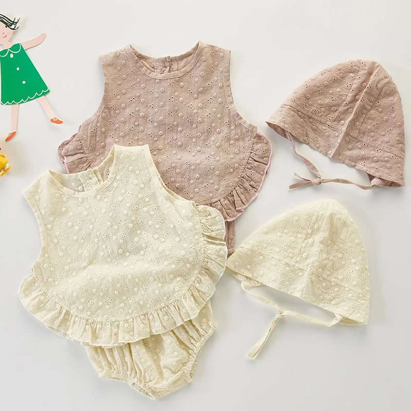 Infant Baby Girls Clothing Sets Sleeveless Cotton Hollow Out Embroidery Shirt+PP Shorts+Hat Toddler Baby Girls Suit For Summer
Infant Baby Girls Clothing Sets Sleeveless Cotton Hollow Out Embroidery Shirt+PP Shorts+Hat Toddler Baby Girls Suit For Summer