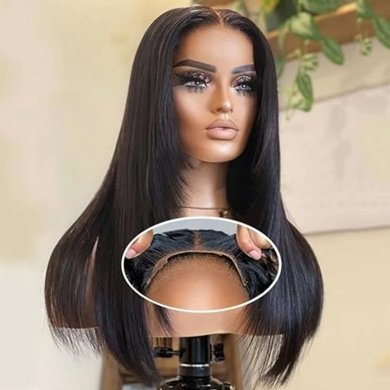 

Парик без клея Wear and Go 4x4, парик с многослойной стрижкой, синтетический парик с застежкой на сетке для черных женщин, плотность 180%, предварительно выщипанные волосы