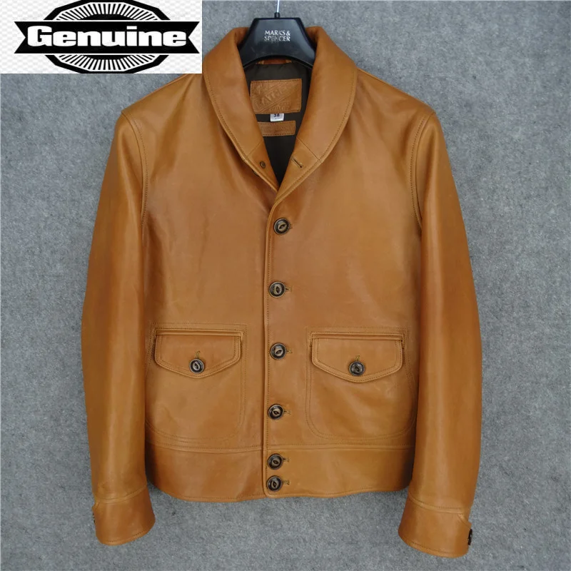 

Clothng Genuine Men Leather Jacket 2023 Yellow Sheepskin Mens Coat Black Horsehide Clothes Male Chaqueta Hombre LXR909