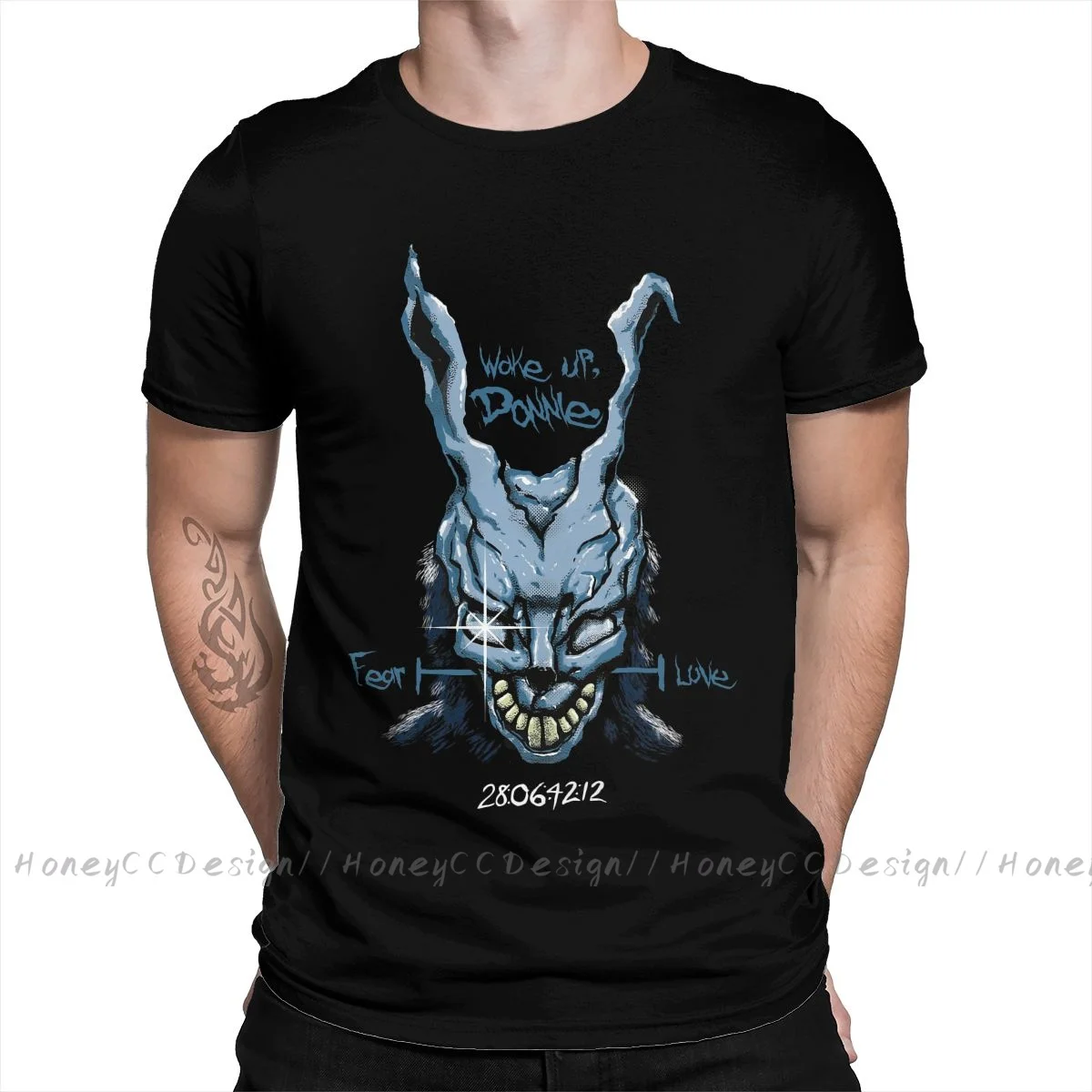 

High Quality Men Donnie Darko Black T-Shirt Frank The Rabbit Pure Cotton Shirt Tees Harajuku TShirt