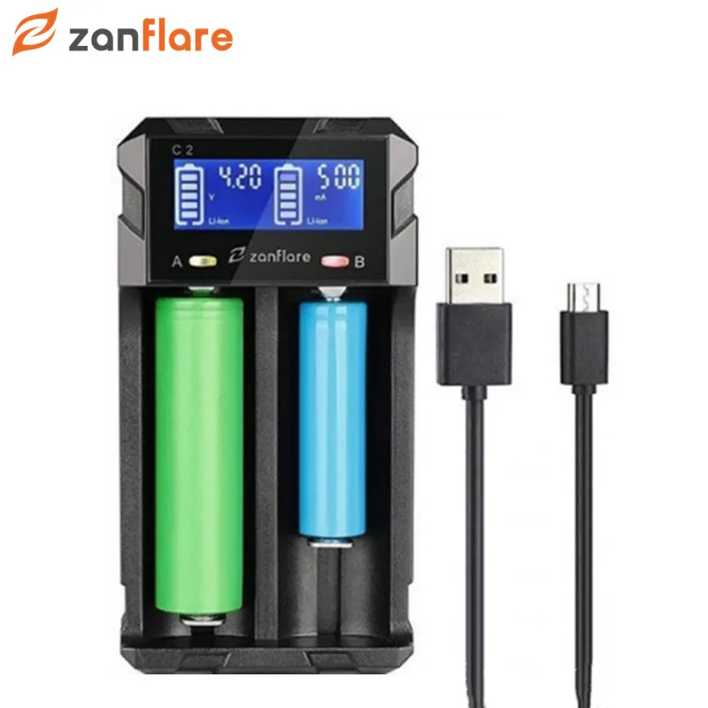 

Zanflare 18650 Battery Charger LCD Smart Charger for Li-ion Li-fe Ni-MH Ni-CD AA/AAA/26650/26500/22650/18490/17670 Usb Charger