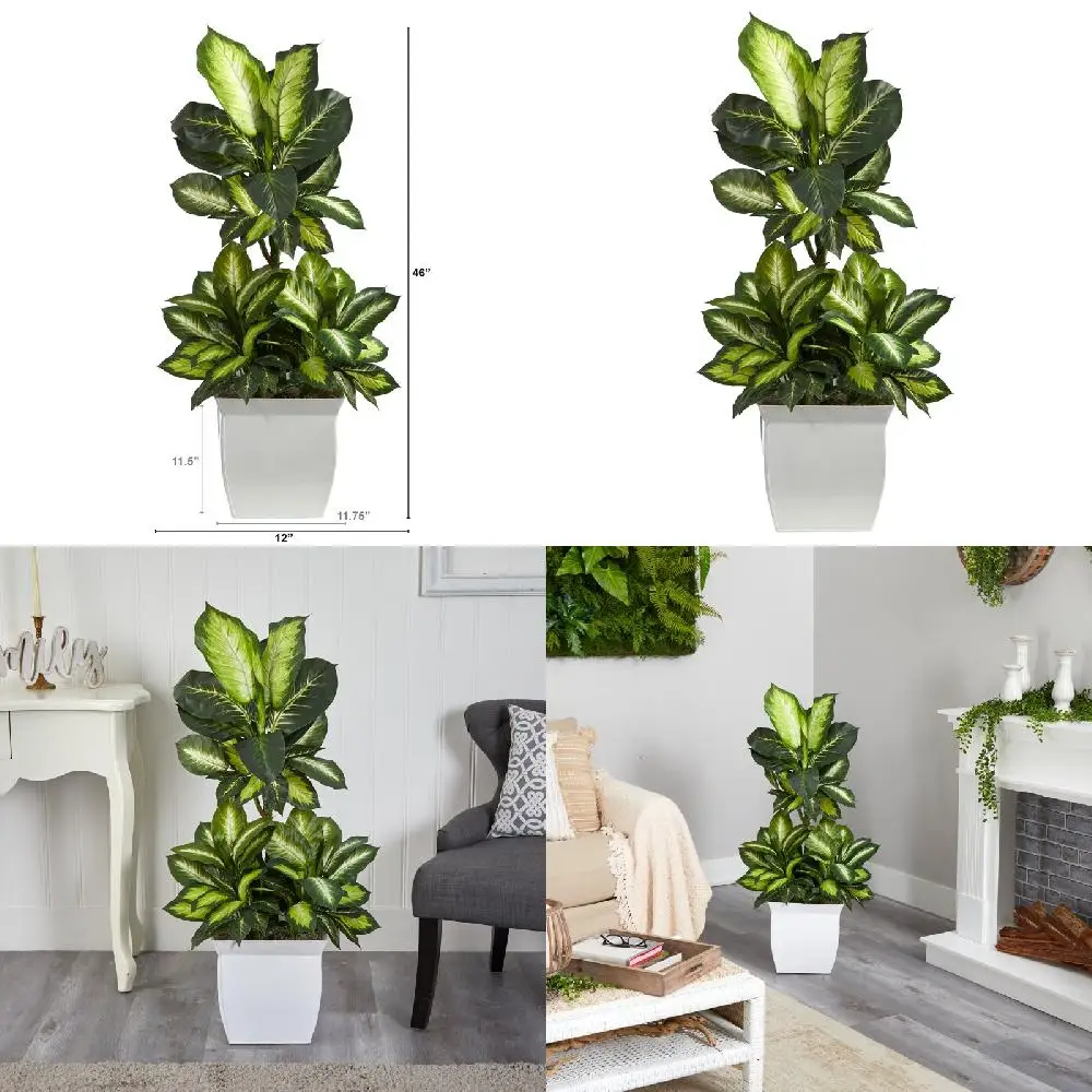 and Vibrant Home Decor Vibrant Green and White Metal Planter Home Decor with Golden Dieffenbachia Artificial Plant, Enhancing Y
and Vibrant Home Decor Vibrant Green and White Metal Planter Home Decor with Golden Dieffenbachia Artificial Plant, Enhancing Y