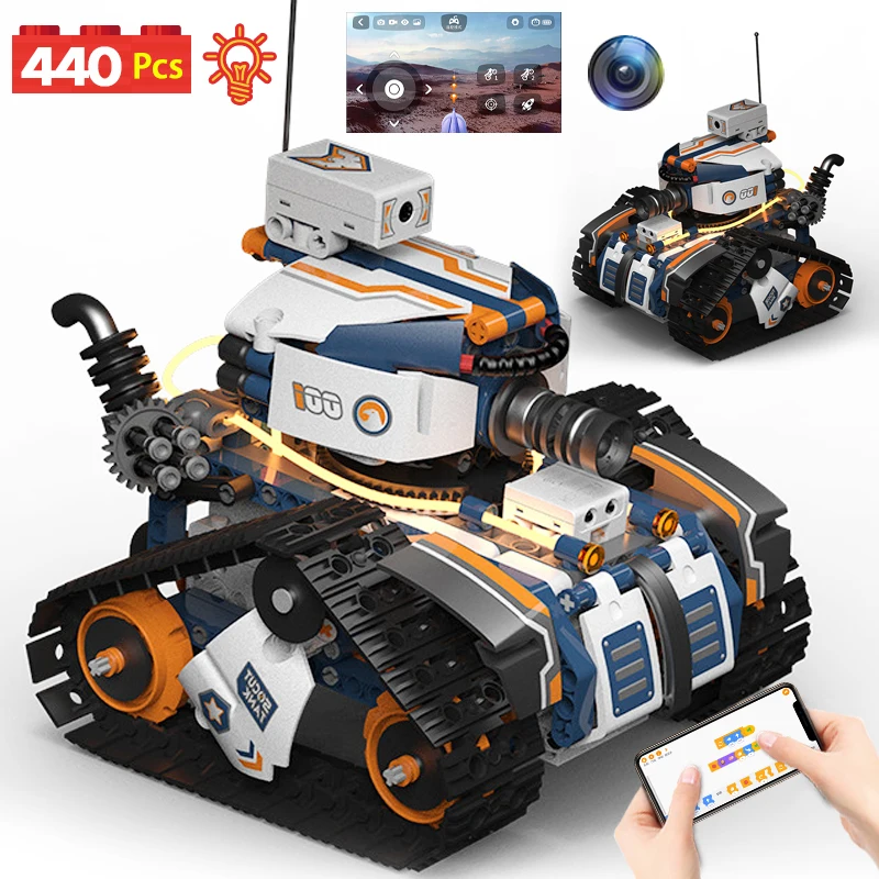 440pcs Technical LED HD RC Camera Tank Building Blocks City Military WW2 APP Remote Control Crawler Vehicle Bricks Toys Boys
440pcs Technical LED HD RC Camera Tank Building Blocks City Military WW2 APP Remote Control Crawler Vehicle Bricks Toys Boys