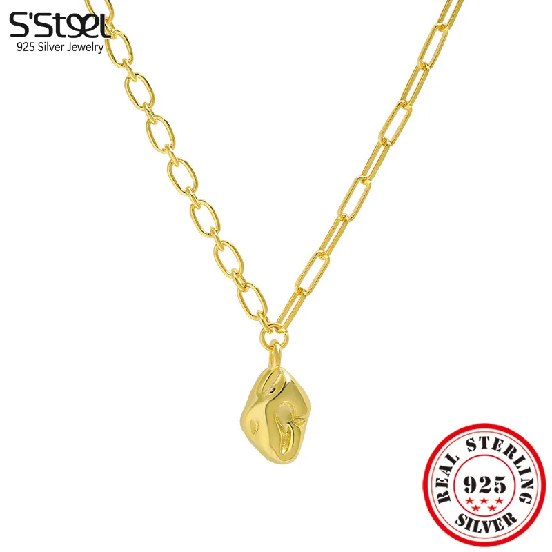 S'STEEL Silver 925 Korean Individualized Concave Pendant Necklace Gift For Girlfriend Retro Gothic Engagement Acessorios Jewelry
S'STEEL Silver 925 Korean Individualized Concave Pendant Necklace Gift For Girlfriend Retro Gothic Engagement Acessorios Jewelry