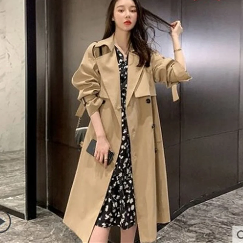 Fashion Khaki Trench Office Lady England Style Knee-Length Loose Casual Commute Coat with Belt Autumn Lapel Single Breasted Coat
Fashion Khaki Trench Office Lady England Style Knee-Length Loose Casual Commute Coat with Belt Autumn Lapel Single Breasted Coat