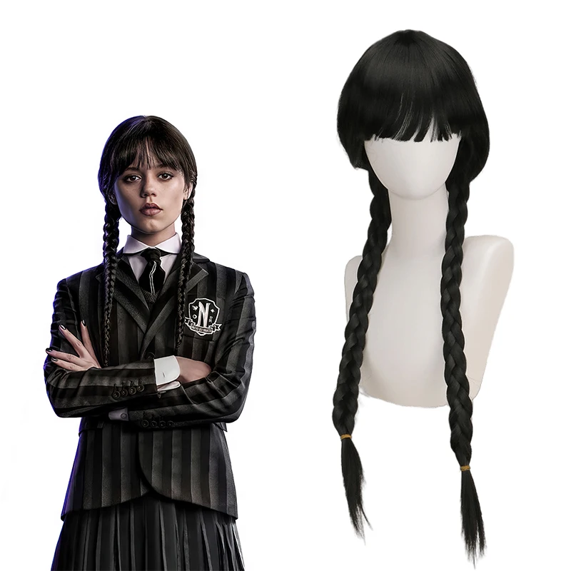 Wednesday Addams Wig Movie Wednesday Cosplay Wigs Long Black Dual Horsetail Heat-resisting Synthesis Wigs Free Wig Cap
Wednesday Addams Wig Movie Wednesday Cosplay Wigs Long Black Dual Horsetail Heat-resisting Synthesis Wigs Free Wig Cap