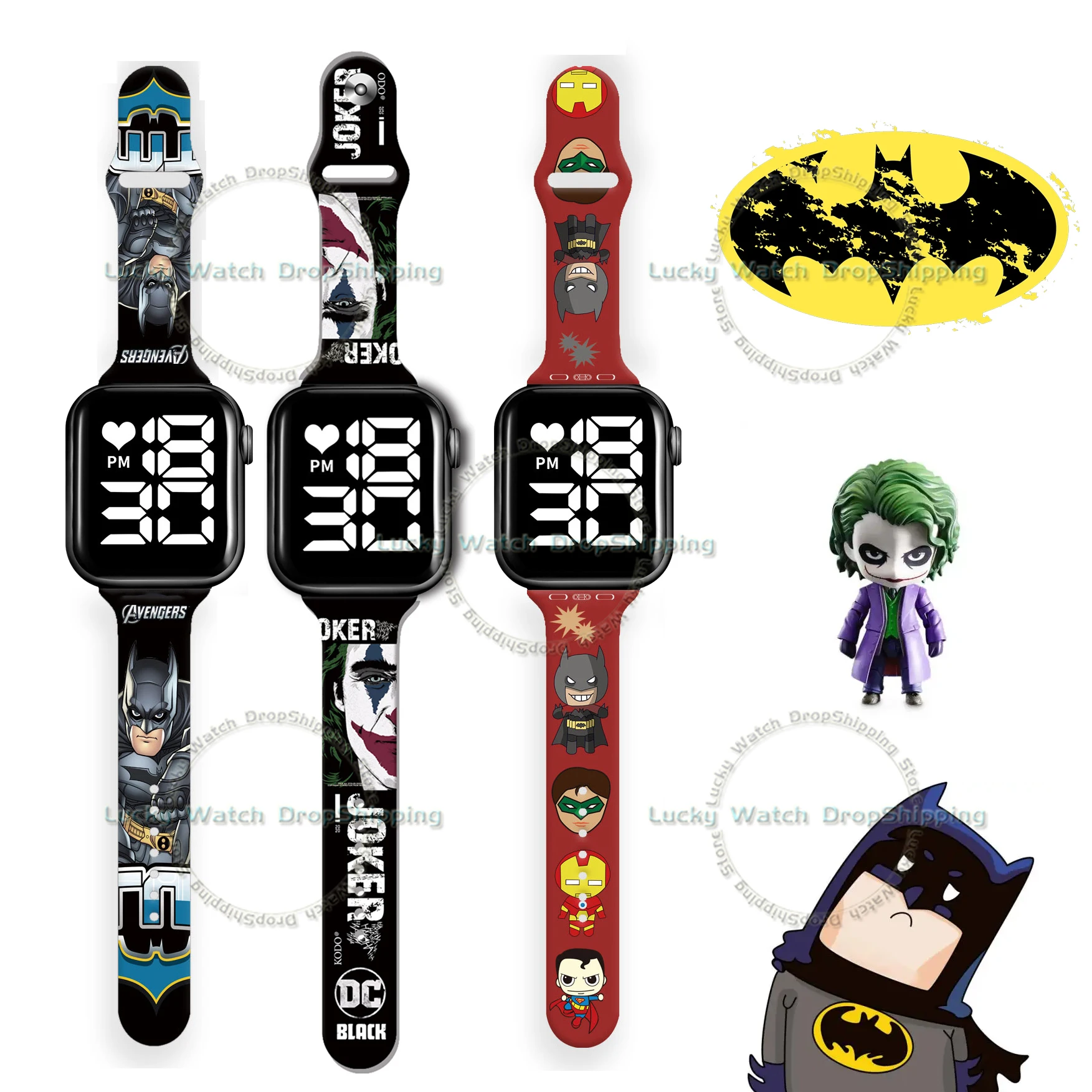Batman LED Touch Watch Anime Figure Joker Printing LED Digital Waterproof Sports Bracelet Watch Kids Gifts Men Women Bands
Batman LED Touch Watch Anime Figure Joker Printing LED Digital Waterproof Sports Bracelet Watch Kids Gifts Men Women Bands