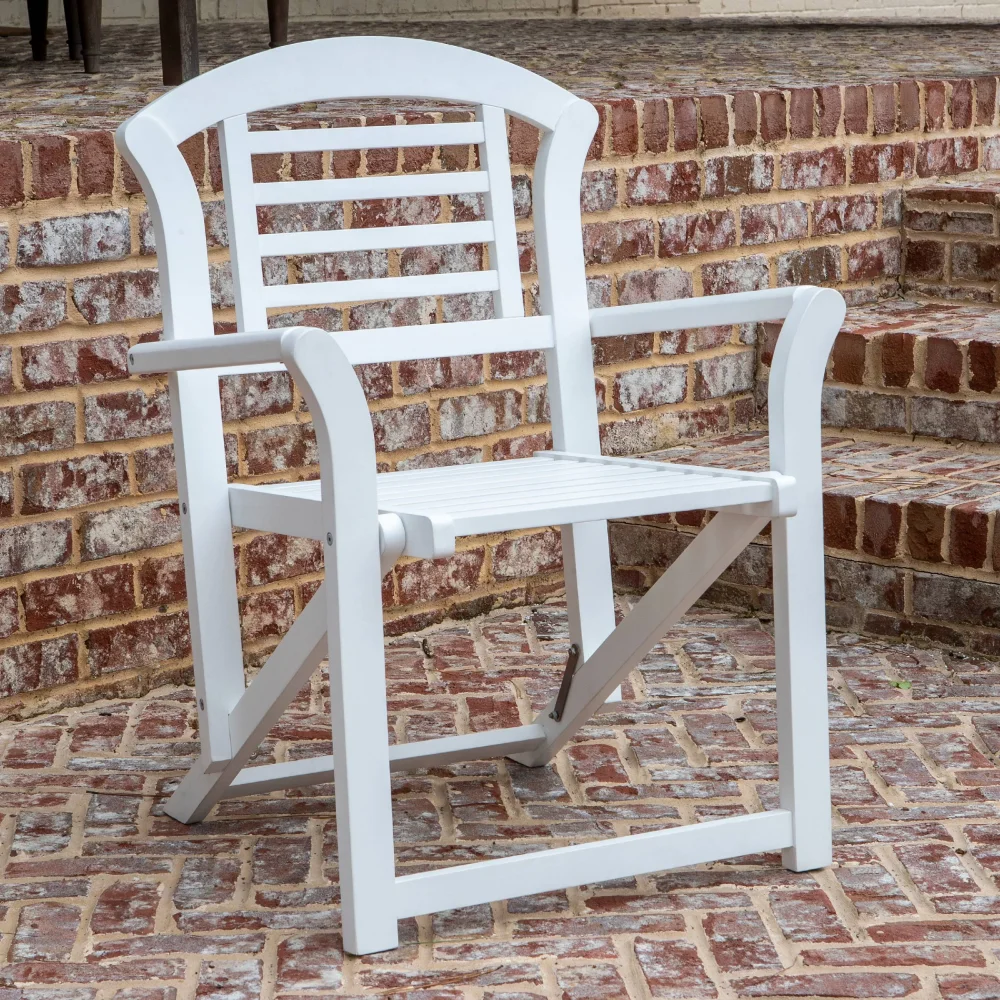 

Складной стул из дерева акации (1 упаковка), белый, садовый стул, уличная мебель, мебель для патио, современный простой, складной