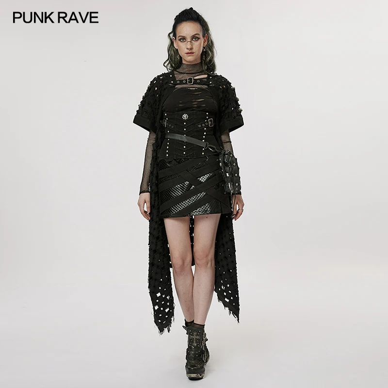 PUNKRAVE Women's Coat Punk Style Hollow Out Cardigan Decadent Ripped Asymmetrical Hem Handsome Streetwear Hiphop Long Coat
PUNKRAVE Women's Coat Punk Style Hollow Out Cardigan Decadent Ripped Asymmetrical Hem Handsome Streetwear Hiphop Long Coat