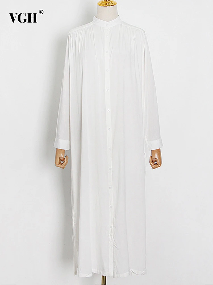 VGH Casual Solid Loose Elegant Shirt Dress For Women Stand Collar Short Sleeve Pocket Oversized Long Dresses Female 2022 Spring
VGH Casual Solid Loose Elegant Shirt Dress For Women Stand Collar Short Sleeve Pocket Oversized Long Dresses Female 2022 Spring