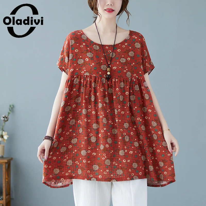 Oladivi Oversized Women Clothes Fashion Flower Print Cotton Linen Blouses Summer 2022 New Casual Loose Shirt Big Top Tunic 81362
Oladivi Oversized Women Clothes Fashion Flower Print Cotton Linen Blouses Summer 2022 New Casual Loose Shirt Big Top Tunic 81362
