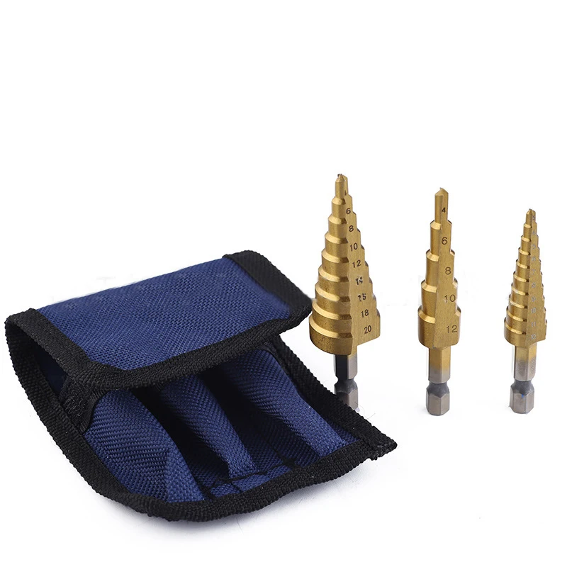 3PCS High Speed Steel Step Drill Bit Metric 3-12 4-12 4-20mm Step Core Drills Drilling Tools for Metal Plate Wood Titanium Plate
3PCS High Speed Steel Step Drill Bit Metric 3-12 4-12 4-20mm Step Core Drills Drilling Tools for Metal Plate Wood Titanium Plate