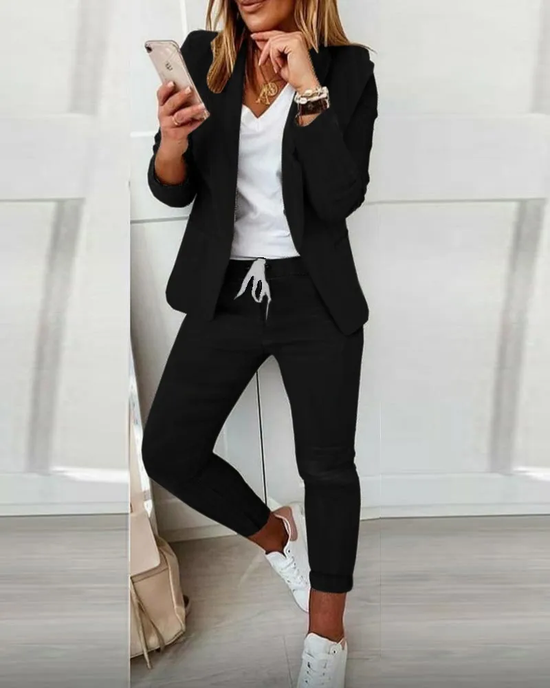 2022 Autumn Fashion Casual Women's Suit 2-piece Jacket + Pants Turn-down Collar Office Lady Long Sleeve Blazer Sets
2022 Autumn Fashion Casual Women's Suit 2-piece Jacket + Pants Turn-down Collar Office Lady Long Sleeve Blazer Sets