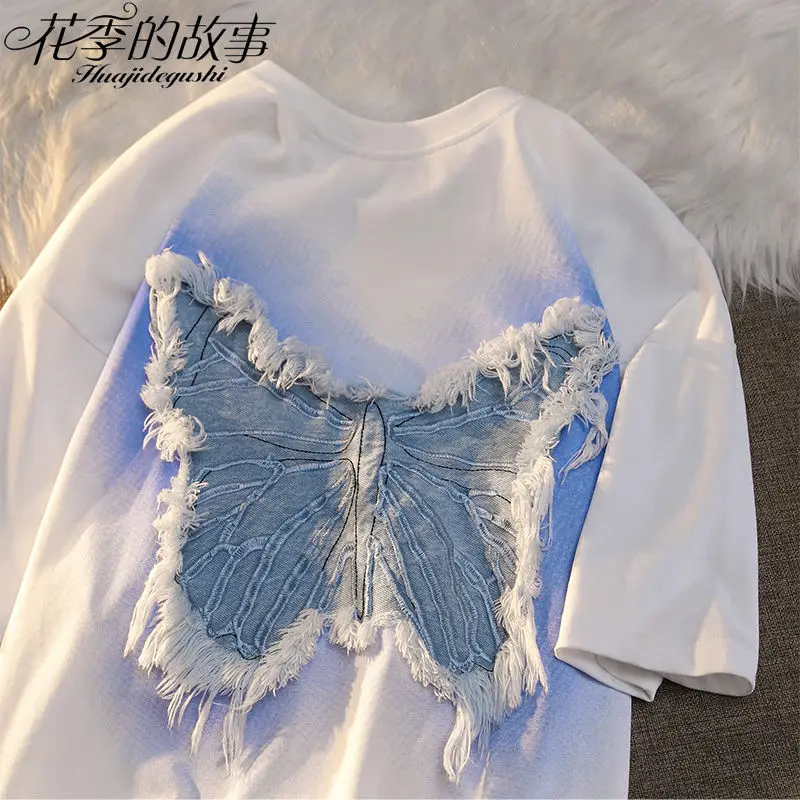 Butterfly short sleeved T-shirt for women's summer women's clothing. spring, sweet unique. Spicy girls wear clothes
Butterfly short sleeved T-shirt for women's summer women's clothing. spring, sweet unique. Spicy girls wear clothes