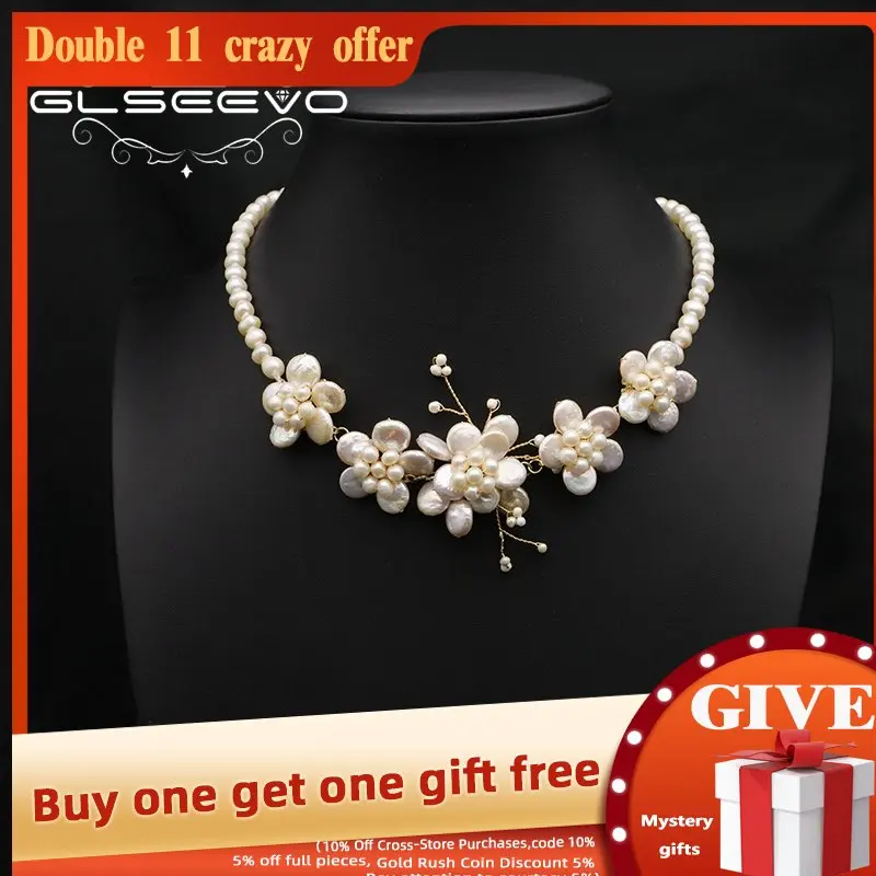 GLSEEVO Five White Natural Pearl Flowers Necklaces Made For Women Exaggerated Style Fashion Popular New Design Luxury Jewelry
GLSEEVO Five White Natural Pearl Flowers Necklaces Made For Women Exaggerated Style Fashion Popular New Design Luxury Jewelry