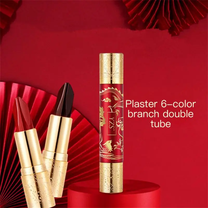

6 Color Lip Gloss Silky Smooth Lip Pigment Double Tube Lipstick Red Lip Tint Cosmetics Lipstick Moisturizing Lip Glaze 6 In 1