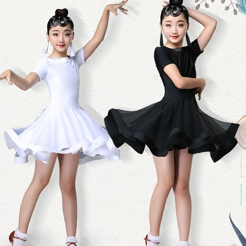 

2023 Girl Latin Dance Dress Ballroom Salsa Dress Rumba Competition Dancewear Children Tango Costumes Wear Clothes Dancing Dress