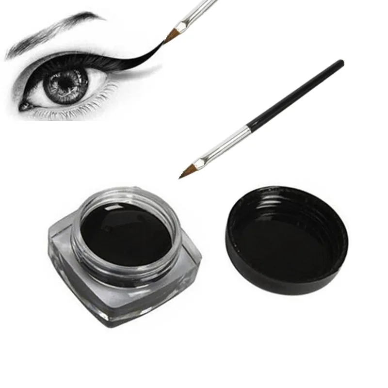 

Black Waterproof Eyeliner Cream Make Up Beauty Comestics Long-lasting Eye Liner Gel Makeup Tools for Eyeshadow with Brush 2022