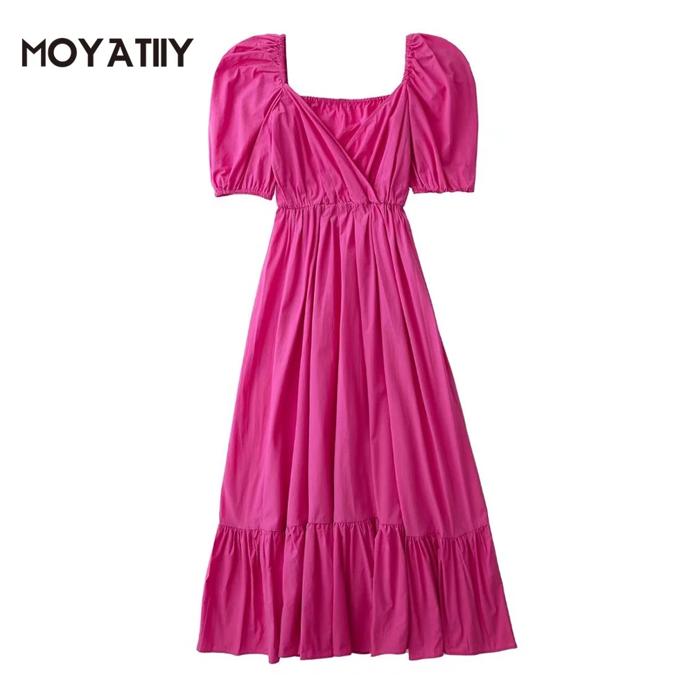 MOYATIIY Women 2022 Fashion Summer Dress Freach Ruffle Pleated Rose Red Dresses with Lining Pluff Sleeve Female Vestidos
MOYATIIY Women 2022 Fashion Summer Dress Freach Ruffle Pleated Rose Red Dresses with Lining Pluff Sleeve Female Vestidos