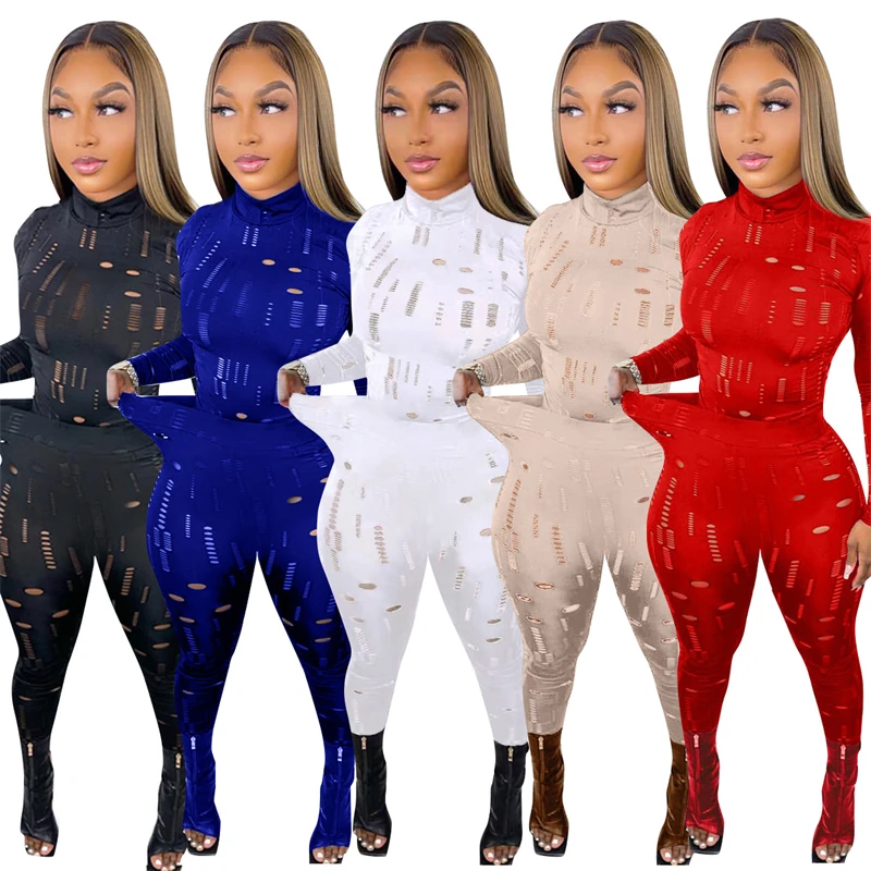 Solid Holes Two Piece Set Women Sexy Hollow Out Outfits Turtleneck Long Sleeve Top + Skinny Pants Fitness Jogging Suit Tracksuit
Solid Holes Two Piece Set Women Sexy Hollow Out Outfits Turtleneck Long Sleeve Top + Skinny Pants Fitness Jogging Suit Tracksuit