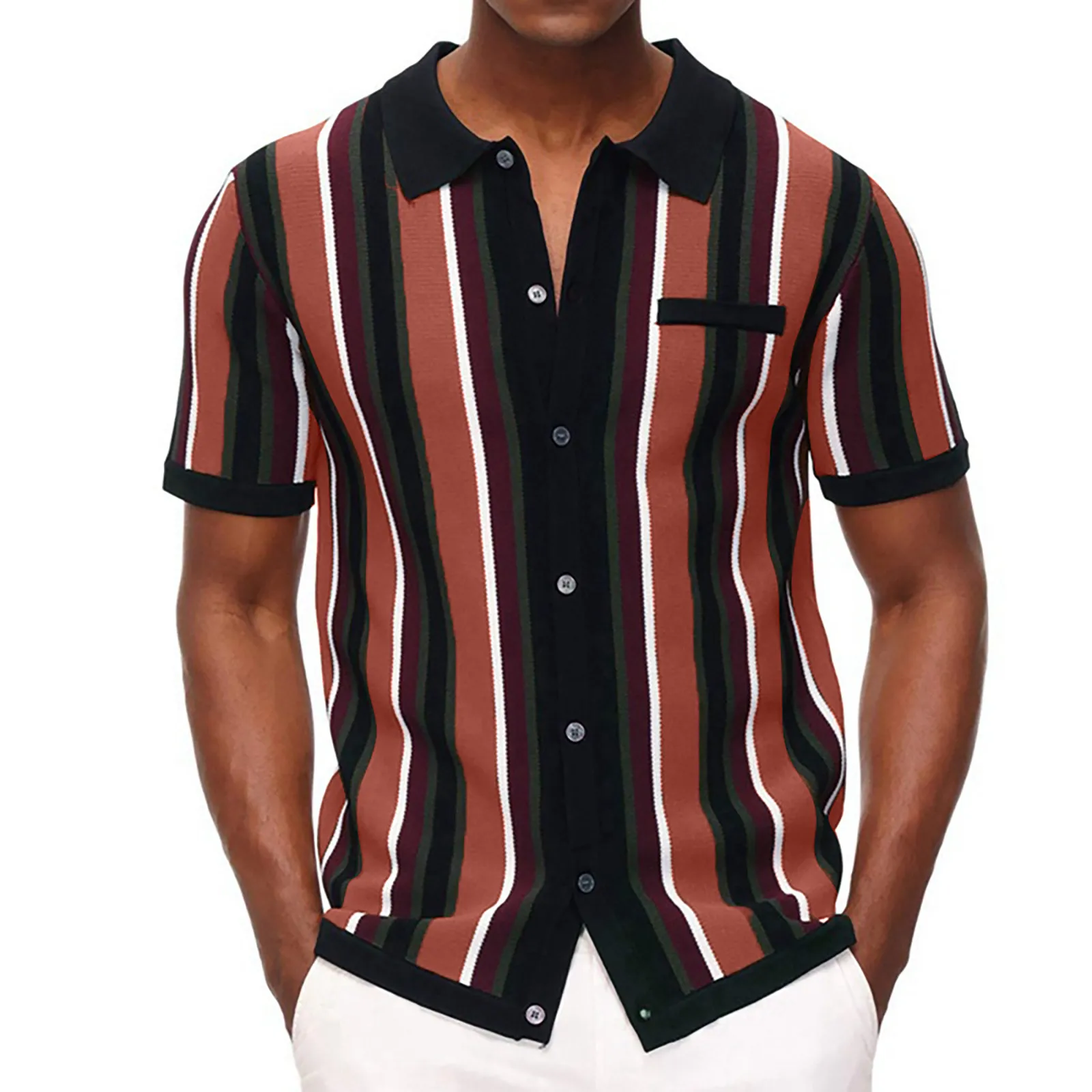 Men's Summer Shirt Lapel Short-sleeved With Pocket Stripe Printed Blouse Breathable Men's Business Tops Camisas Ropa Hombre
Men's Summer Shirt Lapel Short-sleeved With Pocket Stripe Printed Blouse Breathable Men's Business Tops Camisas Ropa Hombre