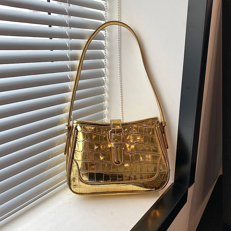Gold Silver Crocodile Pattern Shouder Bag for Women 2023 Summer Y2K Small Underarm Bag Vintage Armpit Bag Bolsa Feminina
Gold Silver Crocodile Pattern Shouder Bag for Women 2023 Summer Y2K Small Underarm Bag Vintage Armpit Bag Bolsa Feminina