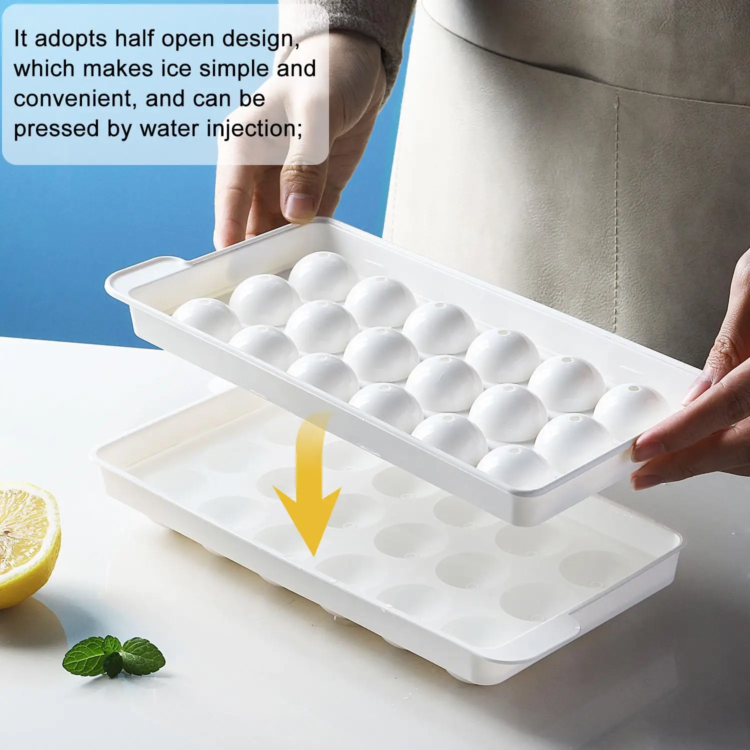 Round Ice Ball Maker Summer Plastic Large Ice Cube Mold Ball Shaped Mould for Wine Drinks
Round Ice Ball Maker Summer Plastic Large Ice Cube Mold Ball Shaped Mould for Wine Drinks