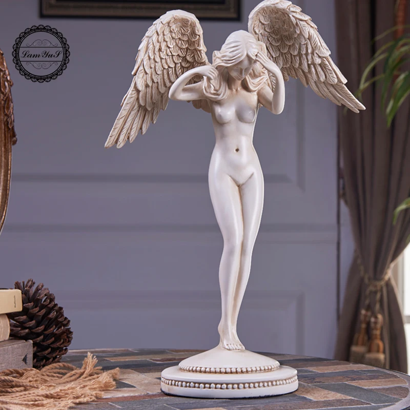 

Creativity Resin Figure Sculpture Angel Figurines Sexy Beauty Statue Nude Naked Man Body Art Crafts Home Decoration Ornaments