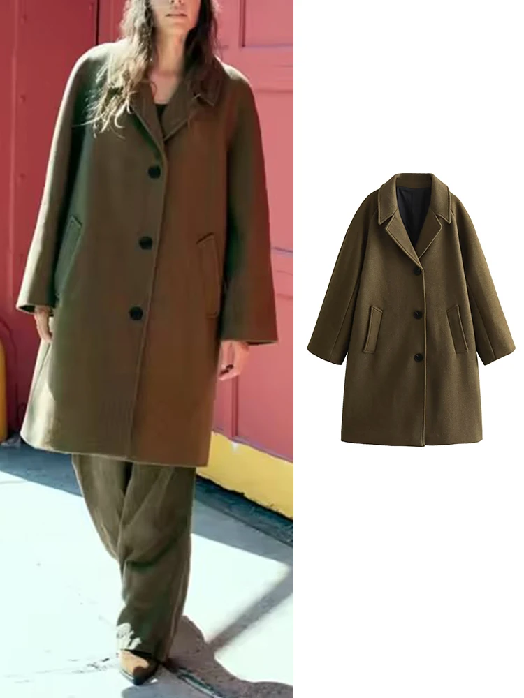TRAF Women Autumn Winter Blends Coats Simple Casual Solid Loose Single Breasted Coat Female Elegant Vintage Overcoat Outerwear
TRAF Women Autumn Winter Blends Coats Simple Casual Solid Loose Single Breasted Coat Female Elegant Vintage Overcoat Outerwear