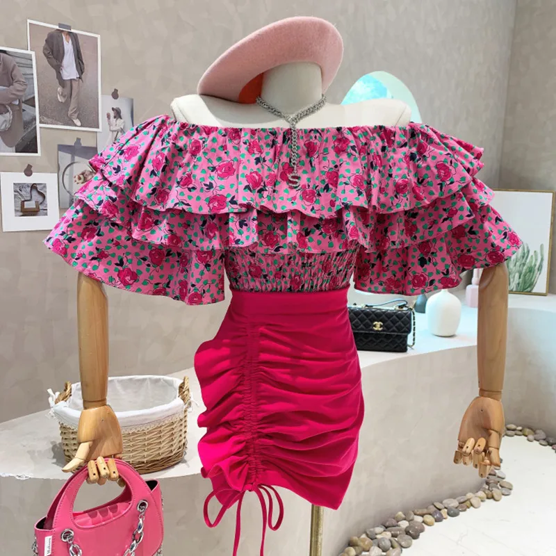 New Women's Clothing 2022 Summer Off shoulder Ruffle Floral Top + high waist pleated skirt two piece set
New Women's Clothing 2022 Summer Off shoulder Ruffle Floral Top + high waist pleated skirt two piece set