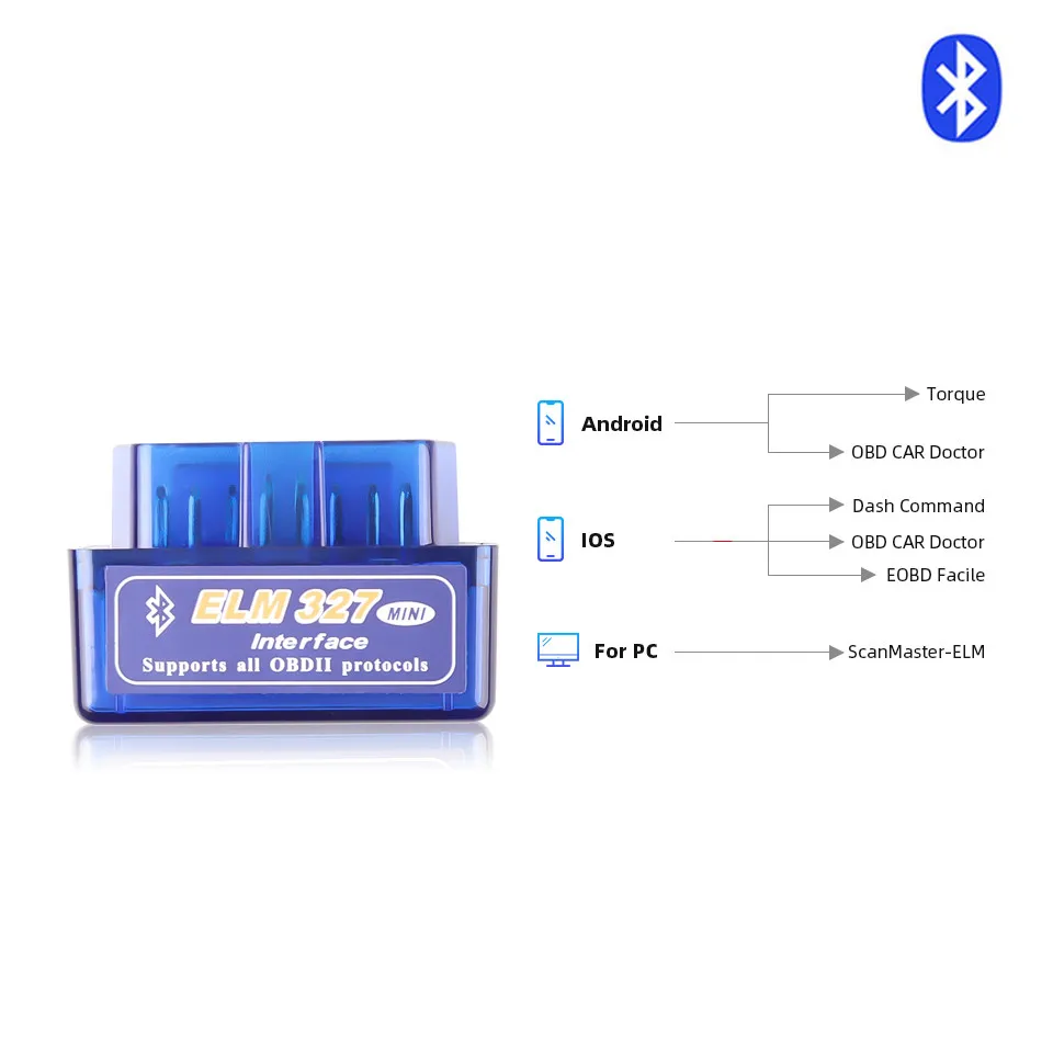 Bluetooth V1.5 Auto OBD2 ELM327 MINI Latest Version Scanner Code Reader Tool Car Diagnostic Tool Check Engine For 1992-2021 Car
Bluetooth V1.5 Auto OBD2 ELM327 MINI Latest Version Scanner Code Reader Tool Car Diagnostic Tool Check Engine For 1992-2021 Car