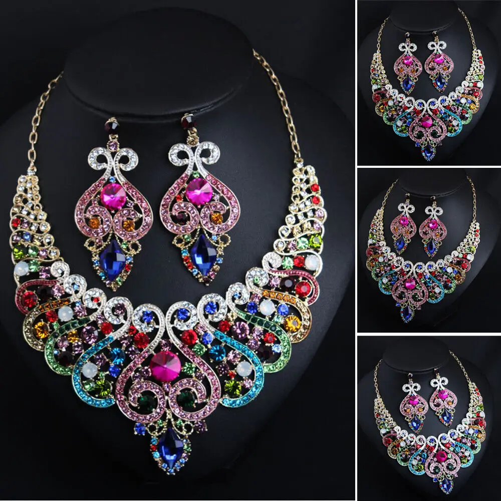 Women Fashion Jewelry Sets Bib Choker Chunky Statement Crystal Necklace Wedding
Women Fashion Jewelry Sets Bib Choker Chunky Statement Crystal Necklace Wedding