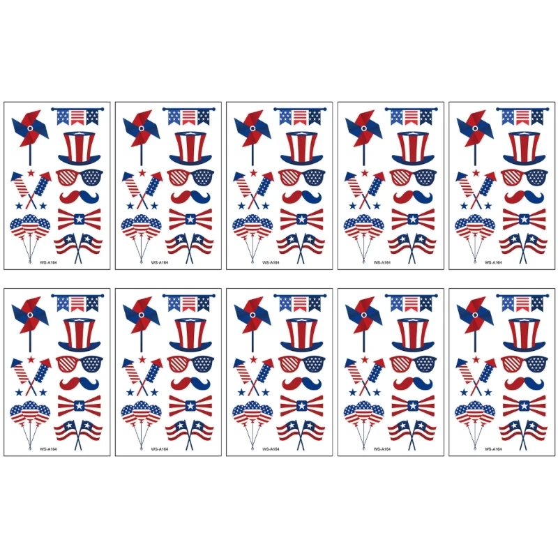 10 Sheets Fourth of July Tattoos Patriotic Party Decorations Multiple Designs for Adults Independence Day Waterproof 
10 Sheets Fourth of July Tattoos Patriotic Party Decorations Multiple Designs for Adults Independence Day Waterproof