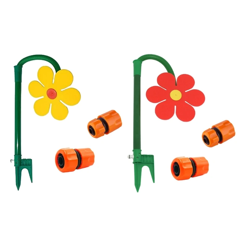 

D0AD Outdoor Water Sprinkler Toy for Kids and Toddlers Backyard Spinning Flower Fun Toy for Summer 3/4'' 1/2'' Adapters