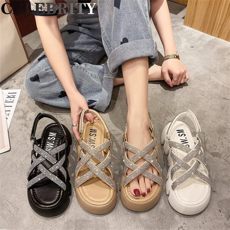 2022 Summer Women's Cross Rhinestone Sandals New Thick Bottom Open Toe Casual Beach Shoes
2022 Summer Women's Cross Rhinestone Sandals New Thick Bottom Open Toe Casual Beach Shoes