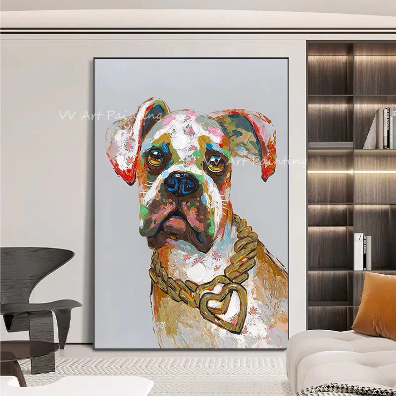 

Dog animal picture hand-painted square modern large size oil paintings on canvas wall decoration gifts no framework as a gift