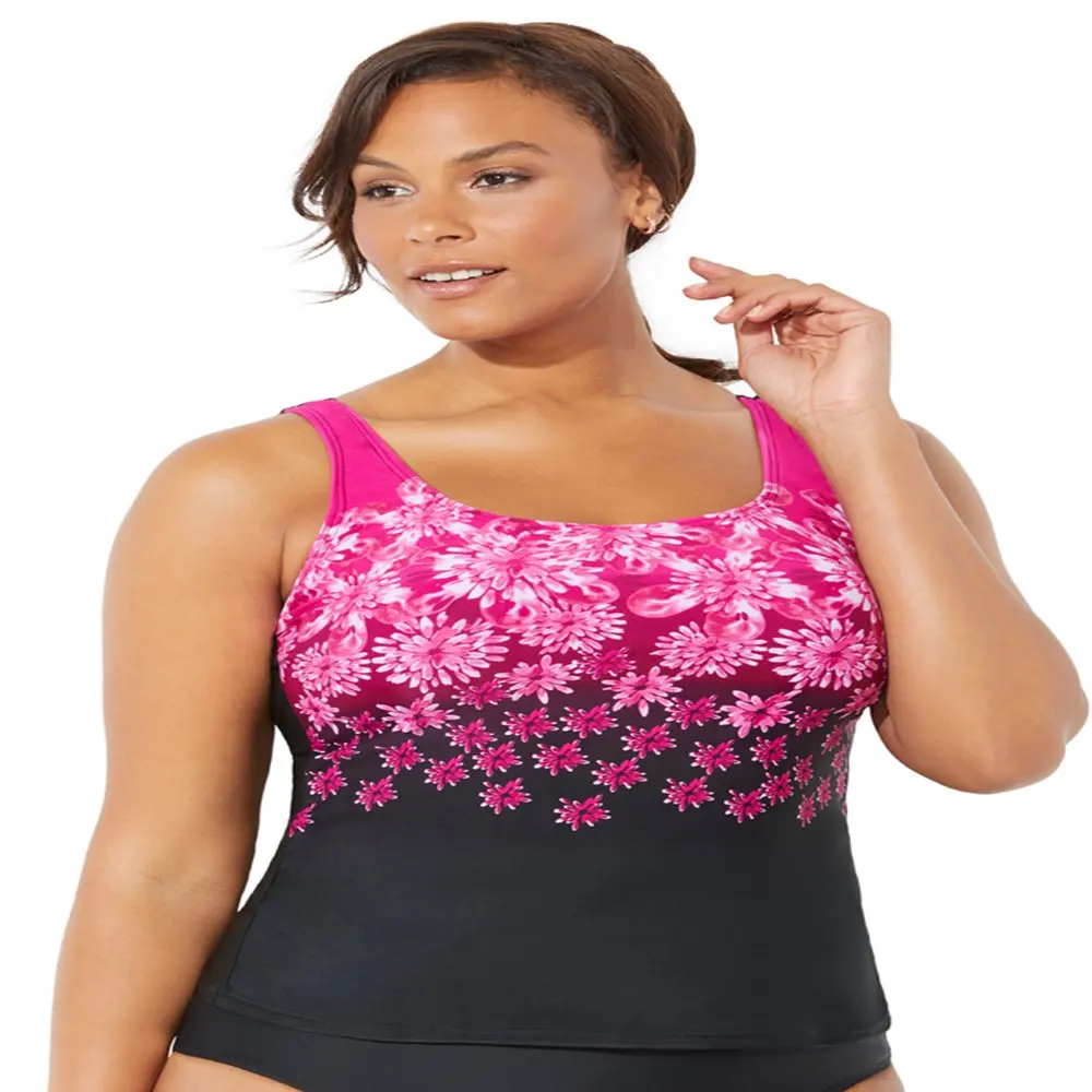 

Swimsuits For All Women`s Plus Size Chlorine Resistant Classic Tankini Top 18 Pink Exploded