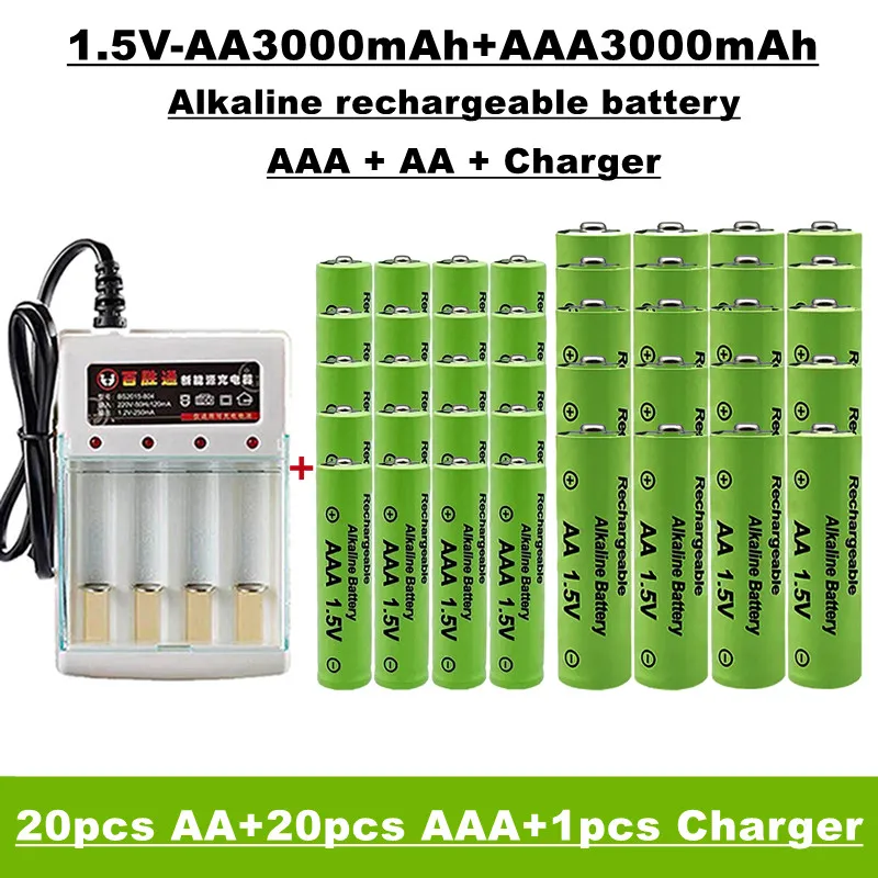 

AA+AAA alkaline rechargeable battery, 1.5V, 3000mAh, suitable for remote control, toys, clocks, radios, etc