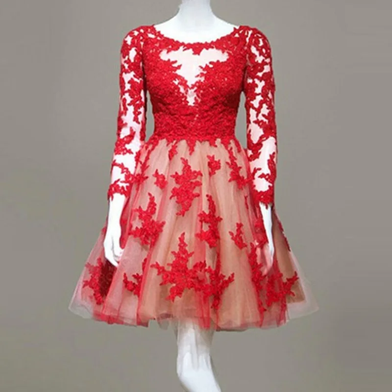 Newest Red And White Short Prom Dresses 3/4 Sleeves Applique Lace Scoop Neck Homecoming Dresses Cheap
Newest Red And White Short Prom Dresses 3/4 Sleeves Applique Lace Scoop Neck Homecoming Dresses Cheap