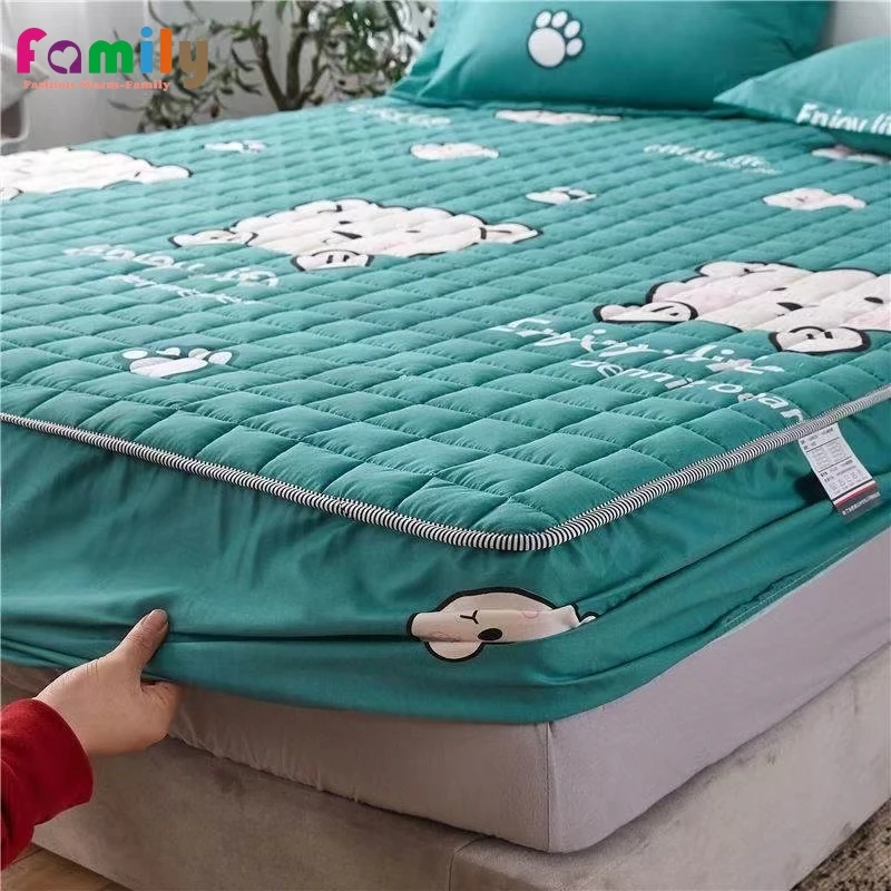 

Thicken Mattress Cover Cotton Quilted Bed Cover Anti-bacterial Mattress Protector Topper Pad Soft Fitted Sheets Thick Bed Linens