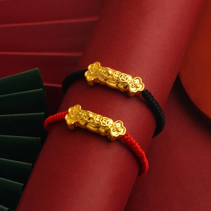 24K Gold Pixiu Pendant Braided Bracelet for Women Men Lucky Red Black Thread Couple Chain Prayer Pulsera Jewelry Gift for Friend
24K Gold Pixiu Pendant Braided Bracelet for Women Men Lucky Red Black Thread Couple Chain Prayer Pulsera Jewelry Gift for Friend