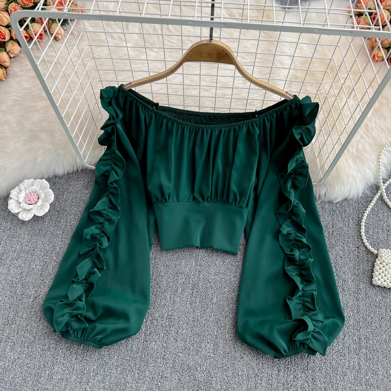 Off Shoulder Top 2022 Spring and Autumn New Korean Loose Small Shirt Ruffled Lantern Sleeve Off Shoulder Shirt 
Off Shoulder Top 2022 Spring and Autumn New Korean Loose Small Shirt Ruffled Lantern Sleeve Off Shoulder Shirt