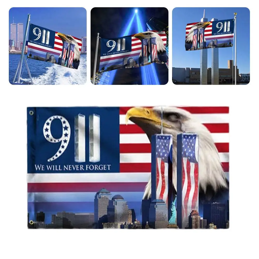 

Flag Of The 20th Anniversary Of The September 11th Incident 9/11 911 Forget Garden Will Flag Memorial We Flag Never Q0L3