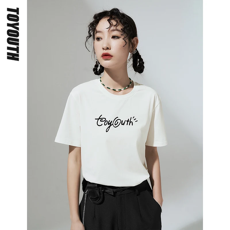Toyouth Women T-shirts 2022 Summer Short Sleeve O Neck Loose Tees Solid Letters Print Casual Simple Tops
Toyouth Women T-shirts 2022 Summer Short Sleeve O Neck Loose Tees Solid Letters Print Casual Simple Tops