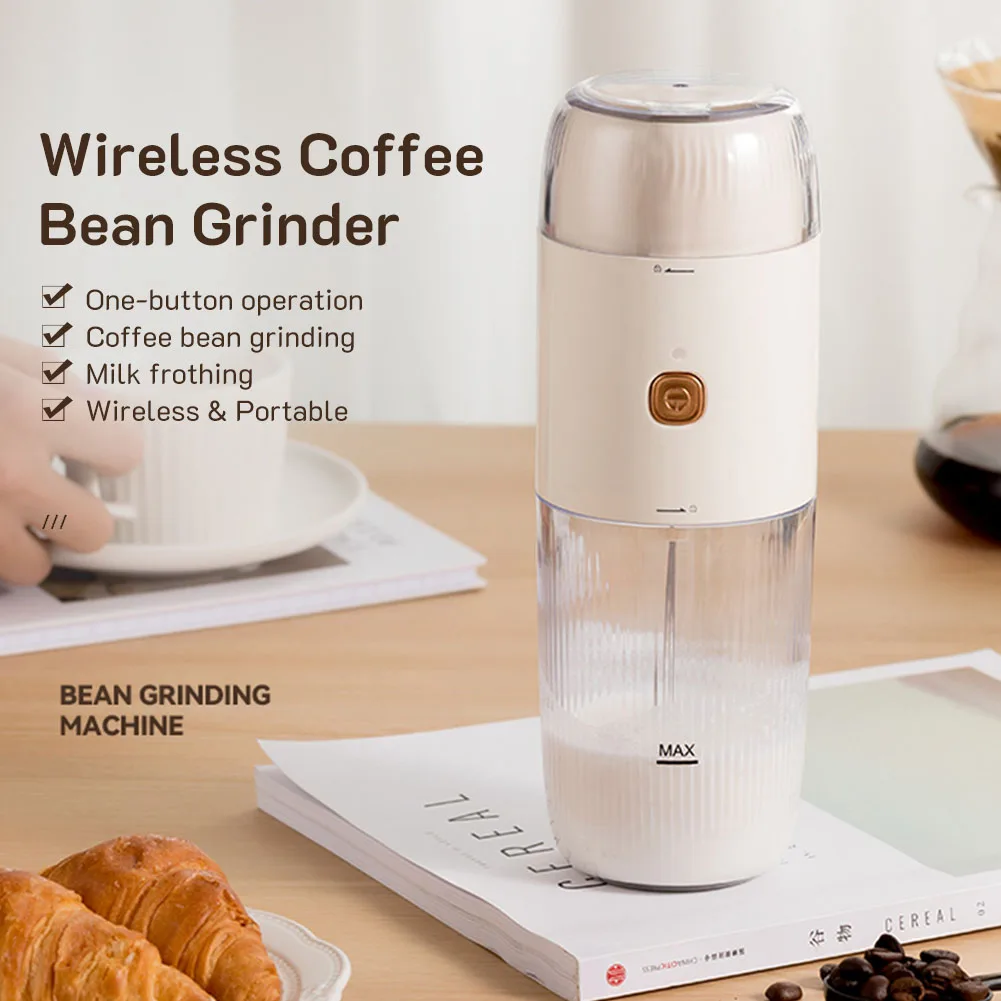 Portable Electric Coffee Grinder 2 In 1 Wireless Grinder Milk Frother Rechargeable with Stainless Steel Blade Milk Foam Maker
Portable Electric Coffee Grinder 2 In 1 Wireless Grinder Milk Frother Rechargeable with Stainless Steel Blade Milk Foam Maker