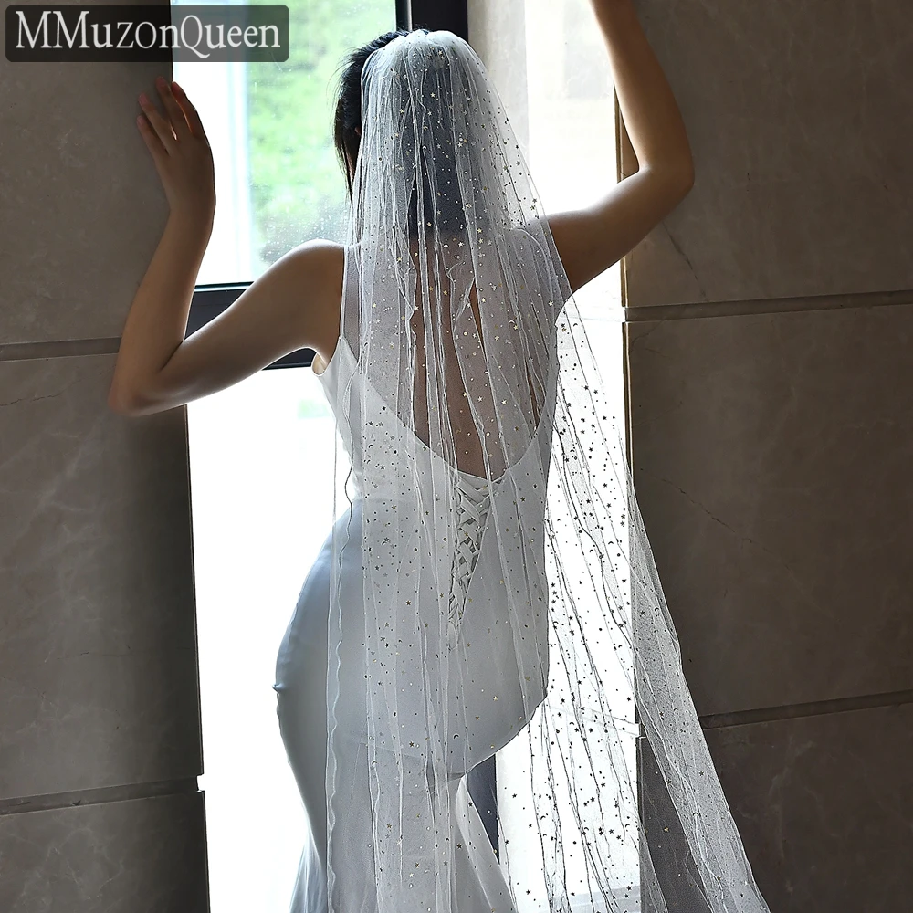 MMuzonQueen A14 Sparkling Star Moon Sequin Single Layer Long Veil with Hair Comb White Ivory Bridal Wedding Cathedral Veil
MMuzonQueen A14 Sparkling Star Moon Sequin Single Layer Long Veil with Hair Comb White Ivory Bridal Wedding Cathedral Veil