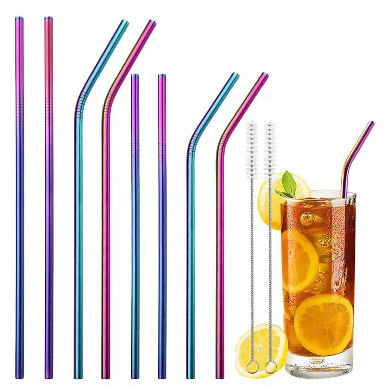 Reusable 304 Stainless Steel Straw Colorful Straight Bent Drinking Straw With Cleaning Brush Set Party Bar Drinkware Accessory
Reusable 304 Stainless Steel Straw Colorful Straight Bent Drinking Straw With Cleaning Brush Set Party Bar Drinkware Accessory